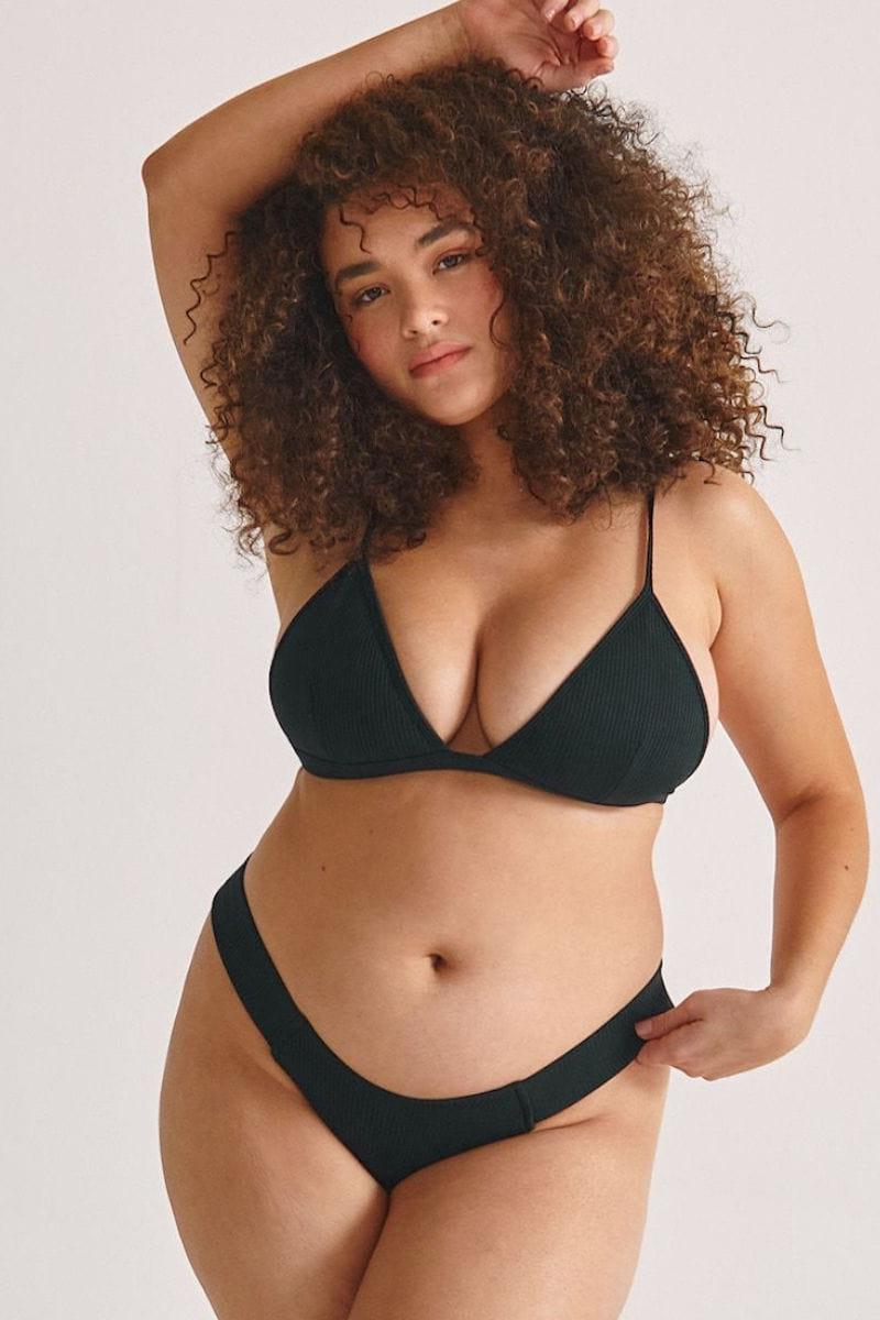 Montce - Black Rib Added Coverage Uno Bikini Bottom -