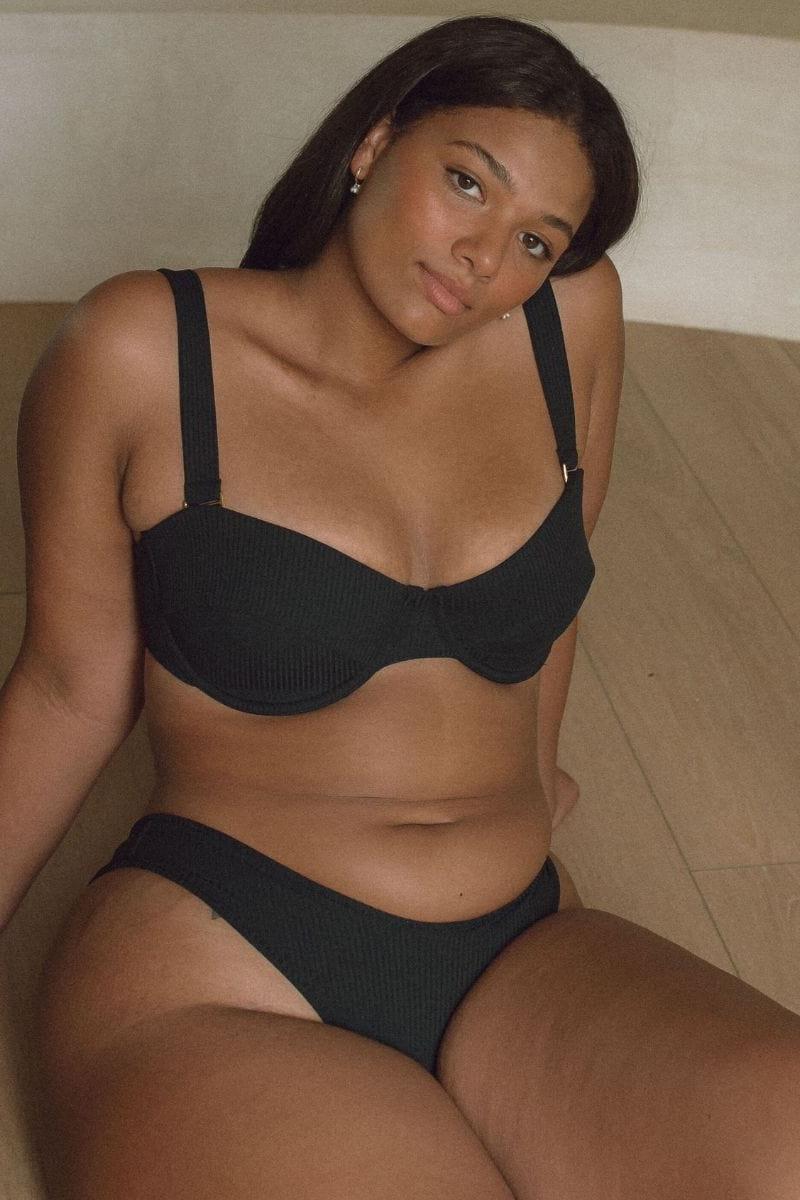 Montce - Black Rib Bustier Bikini Top -