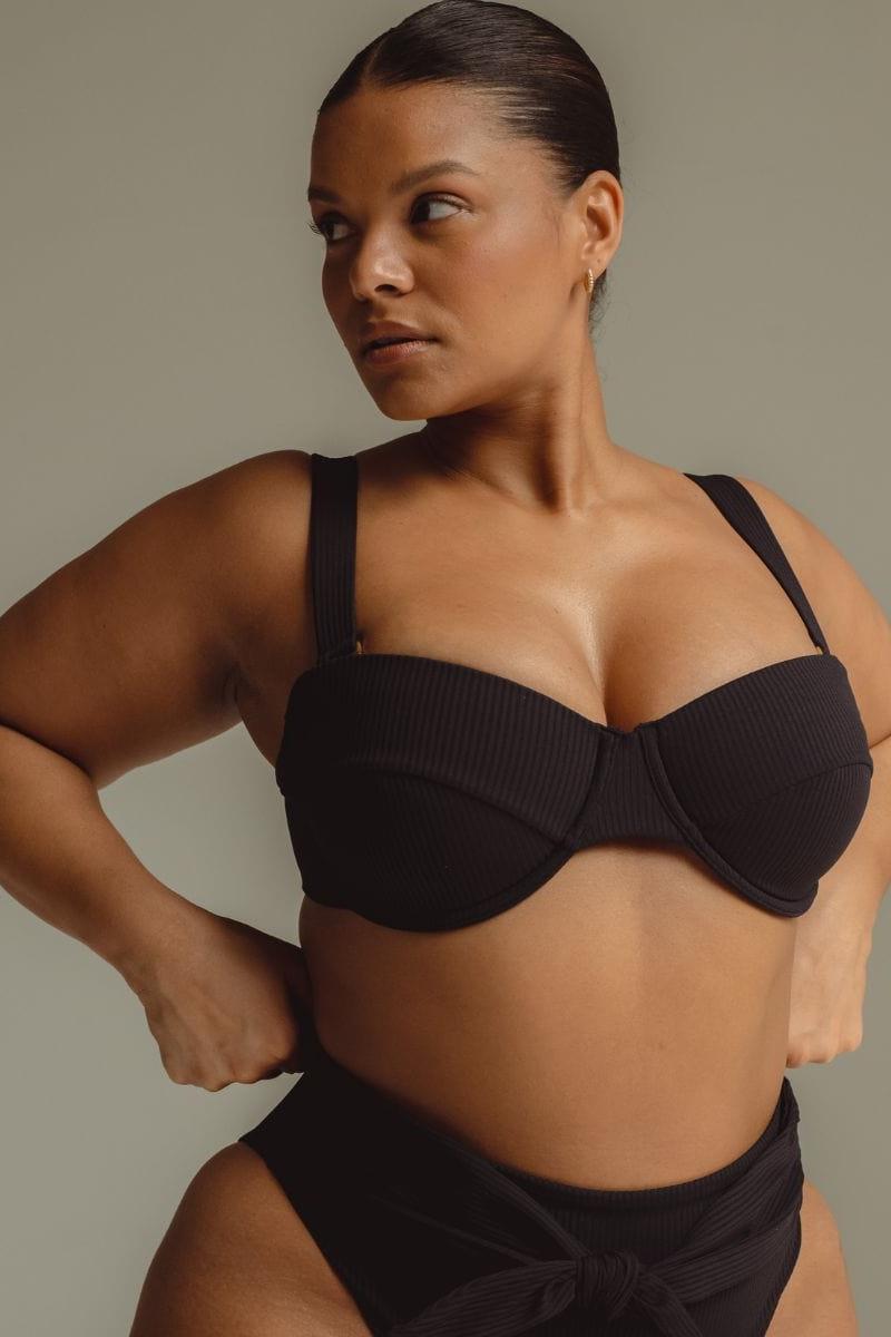 Montce - Black Rib Bustier Bikini Top -