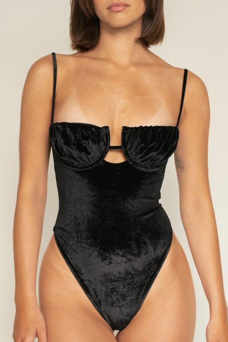 Montce - Black Velvet Petal One-Piece -