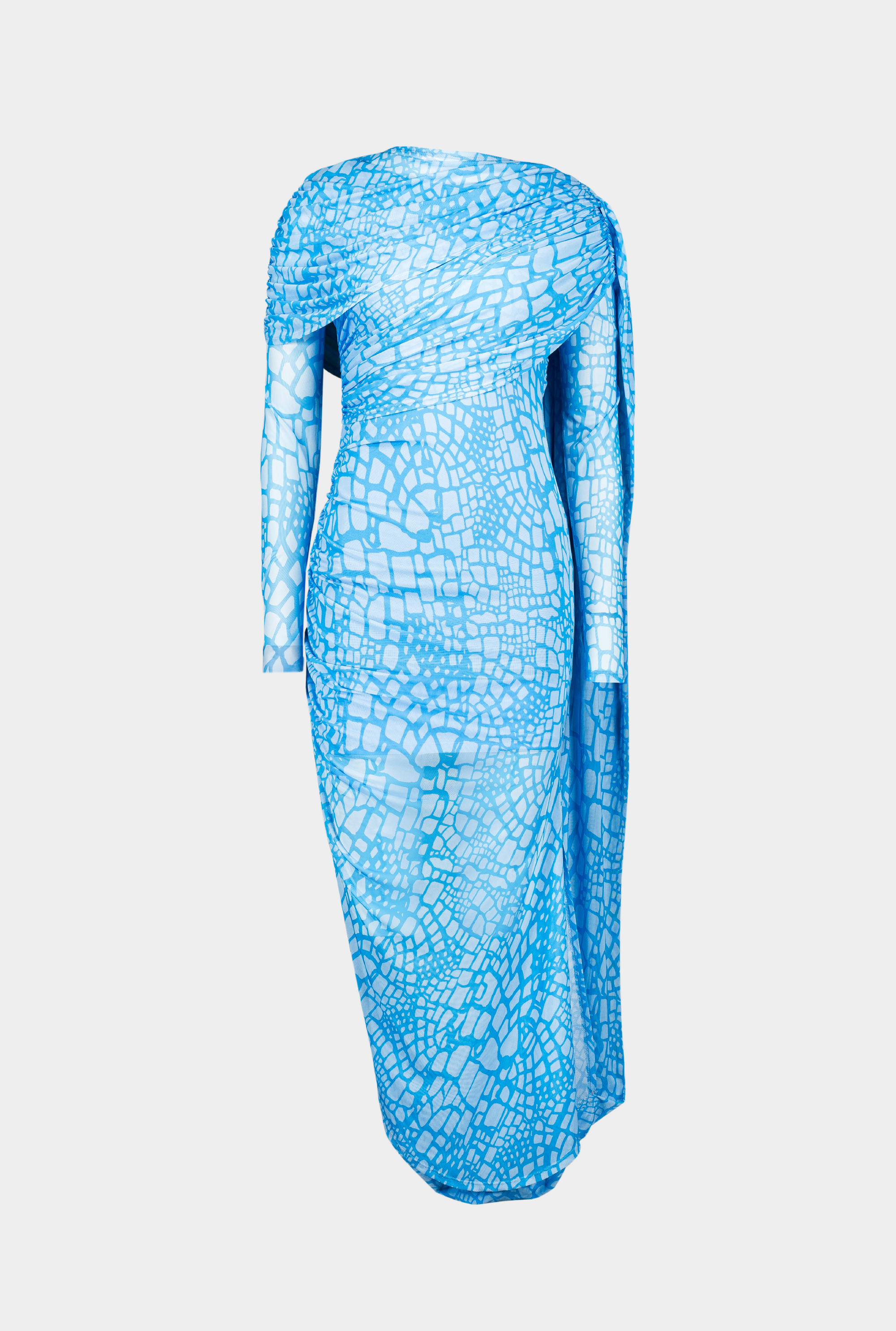 SAEMDI - HYDRA PRINTED DRAPED MESH DRESS -