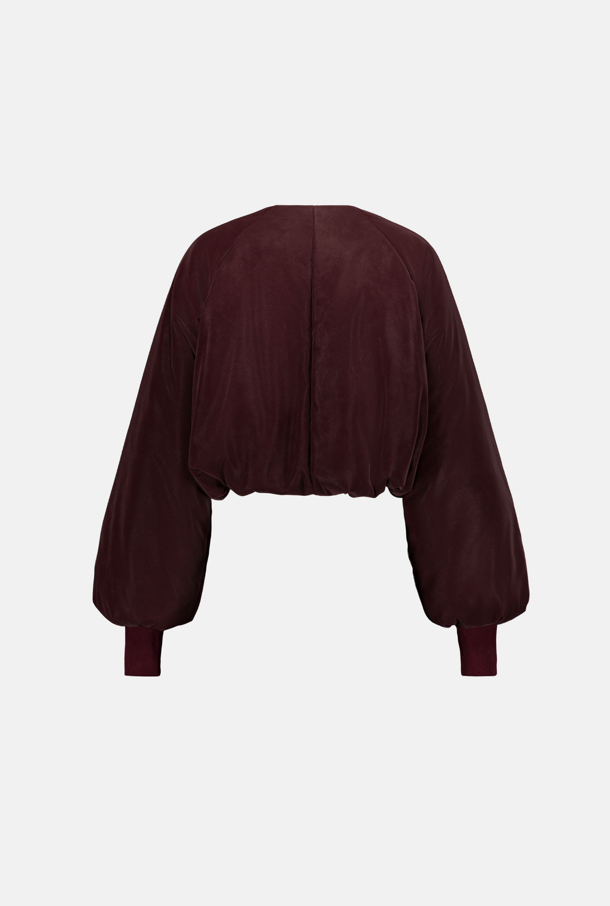 Saemdi - Fig Faux Leather Bomber Jacket -