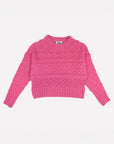 Gigi Knitwear - Cable Crew Neck Sweater - Pink -