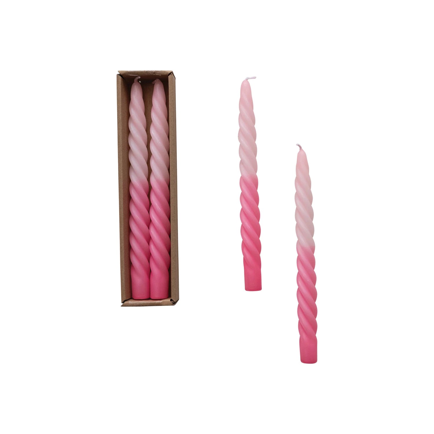 Twisted Taper Candles Set of 2 - Pink Ombre