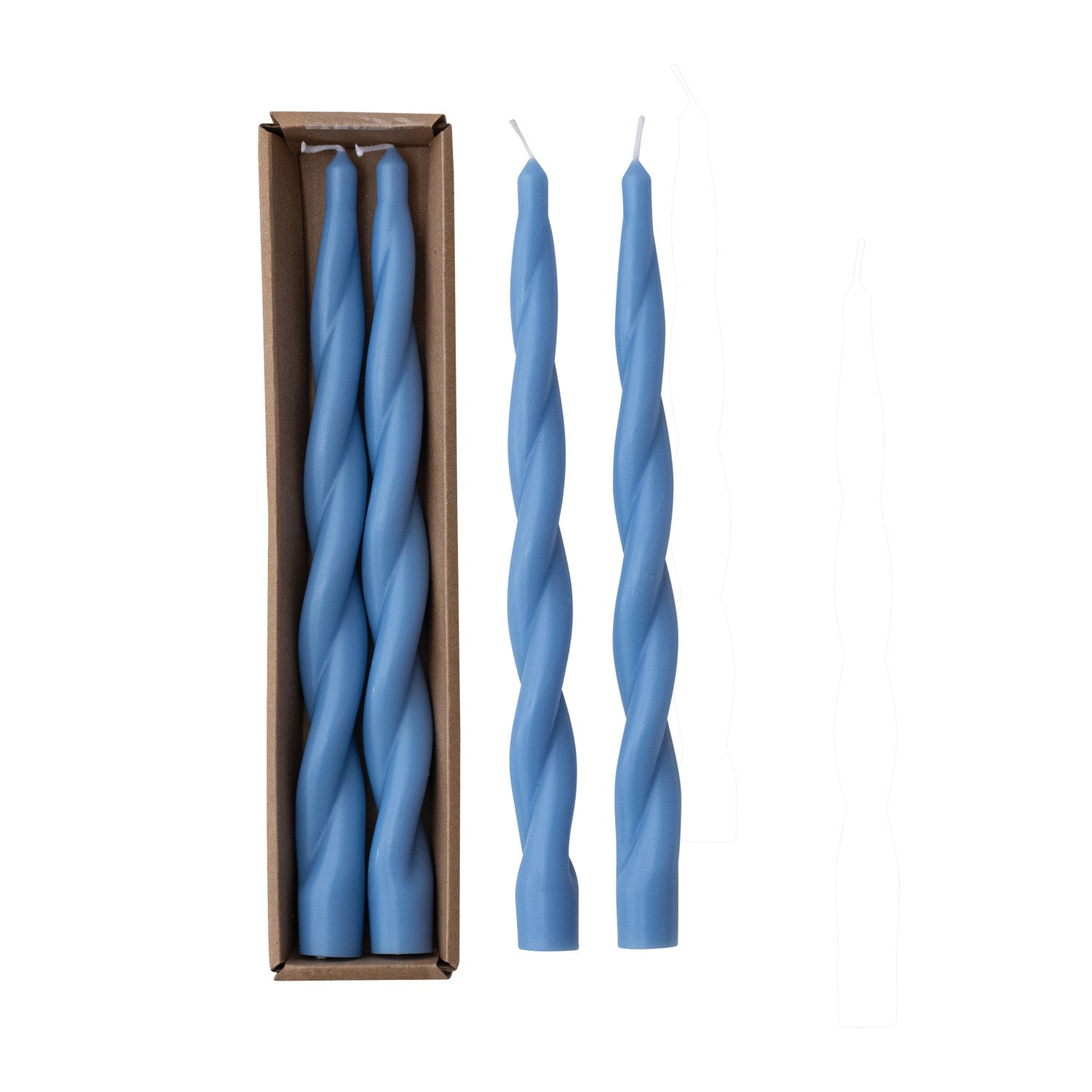 Twisted Taper Candles - Blue