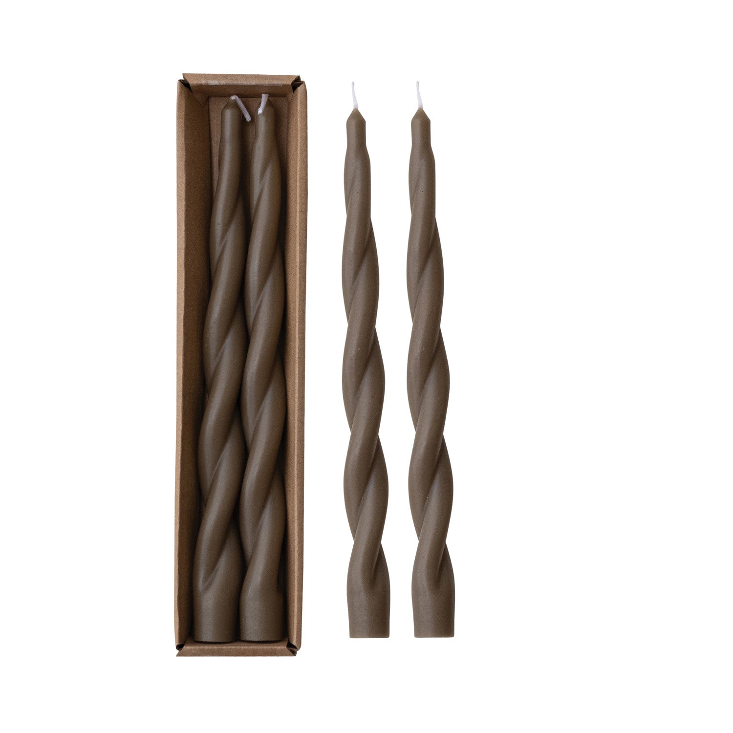 Twisted Taper Candles - Brown