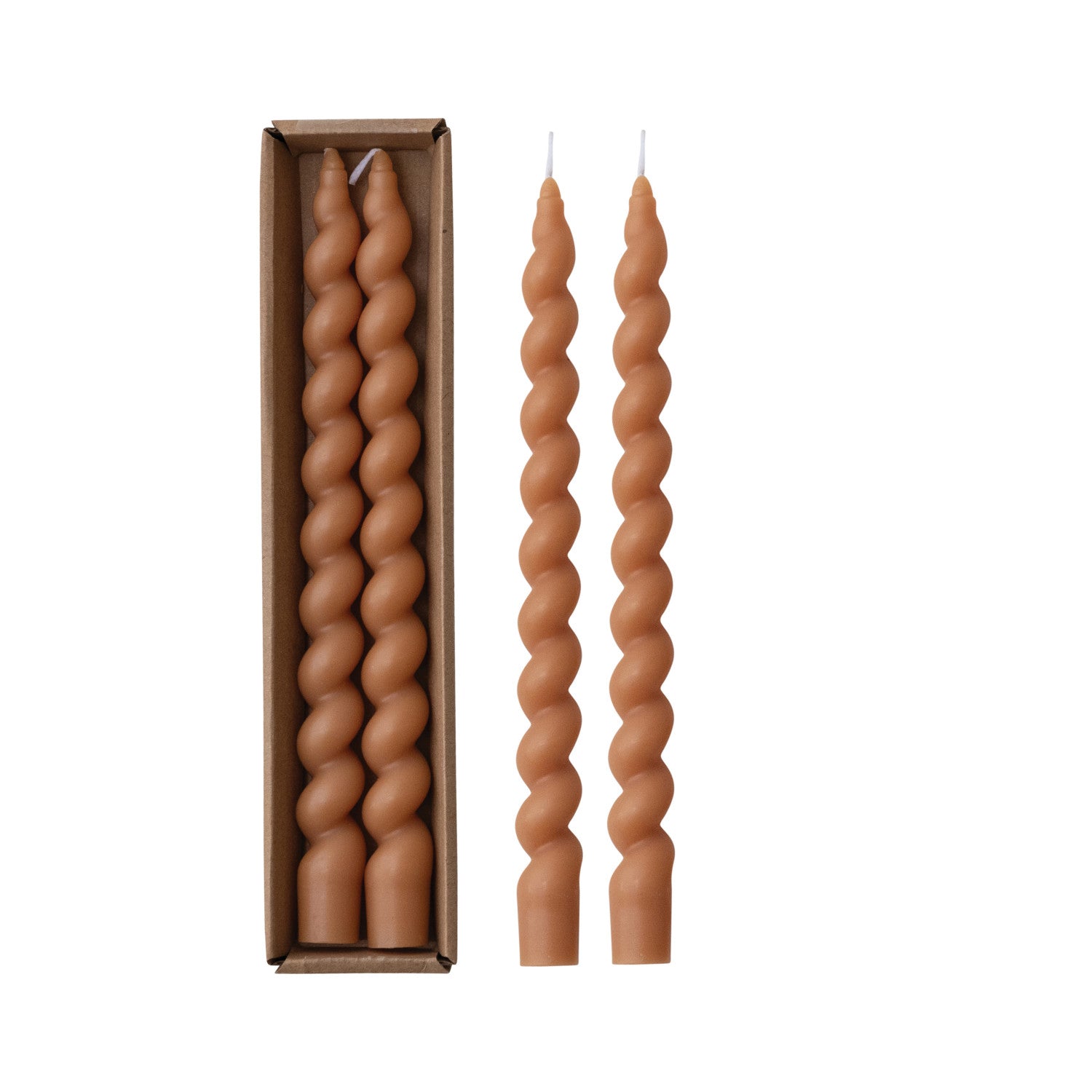 Twisted Taper Candles - Tan