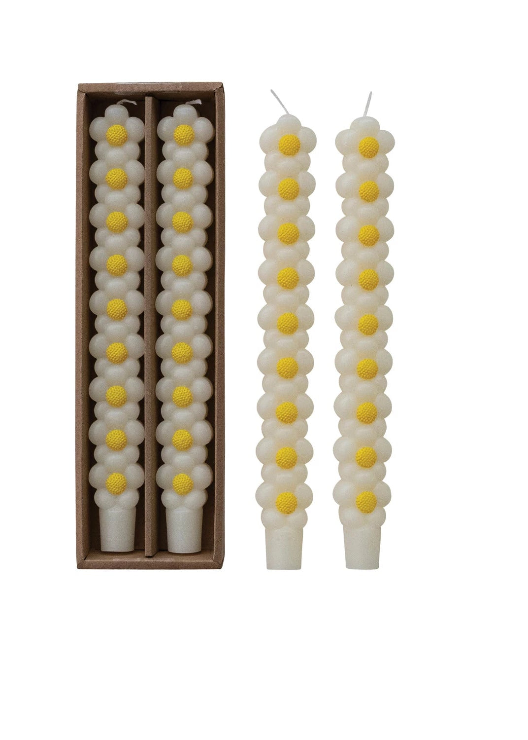 Creative Co. - Daisy Taper Candles, Set of 2 -