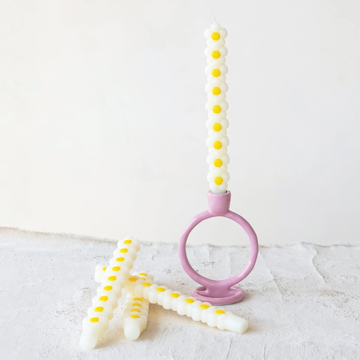 Creative Co. - Daisy Taper Candles, Set of 2 -