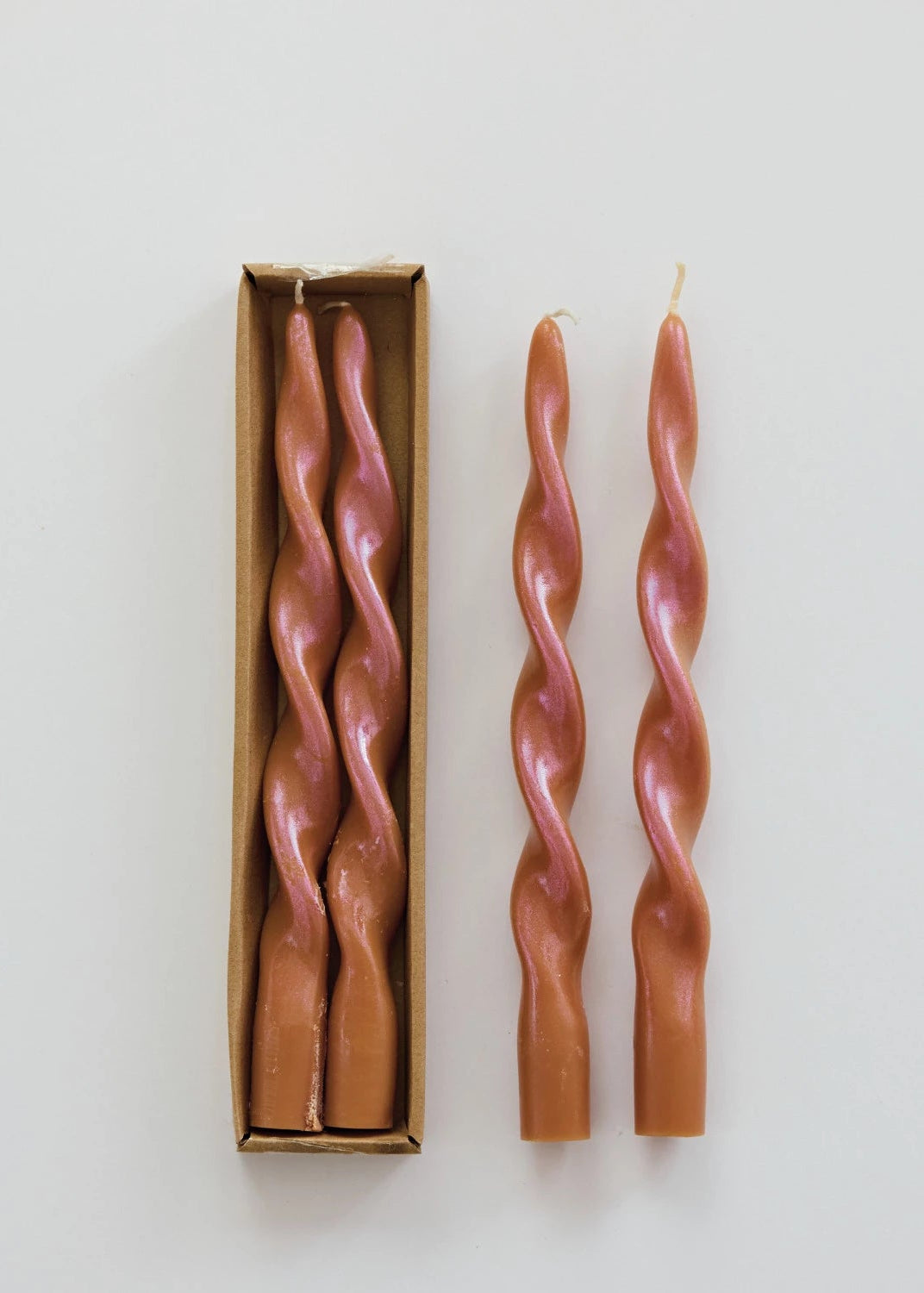 Creative Co. - Twisted Taper Candles - Iridescent Red, Set of 2 -