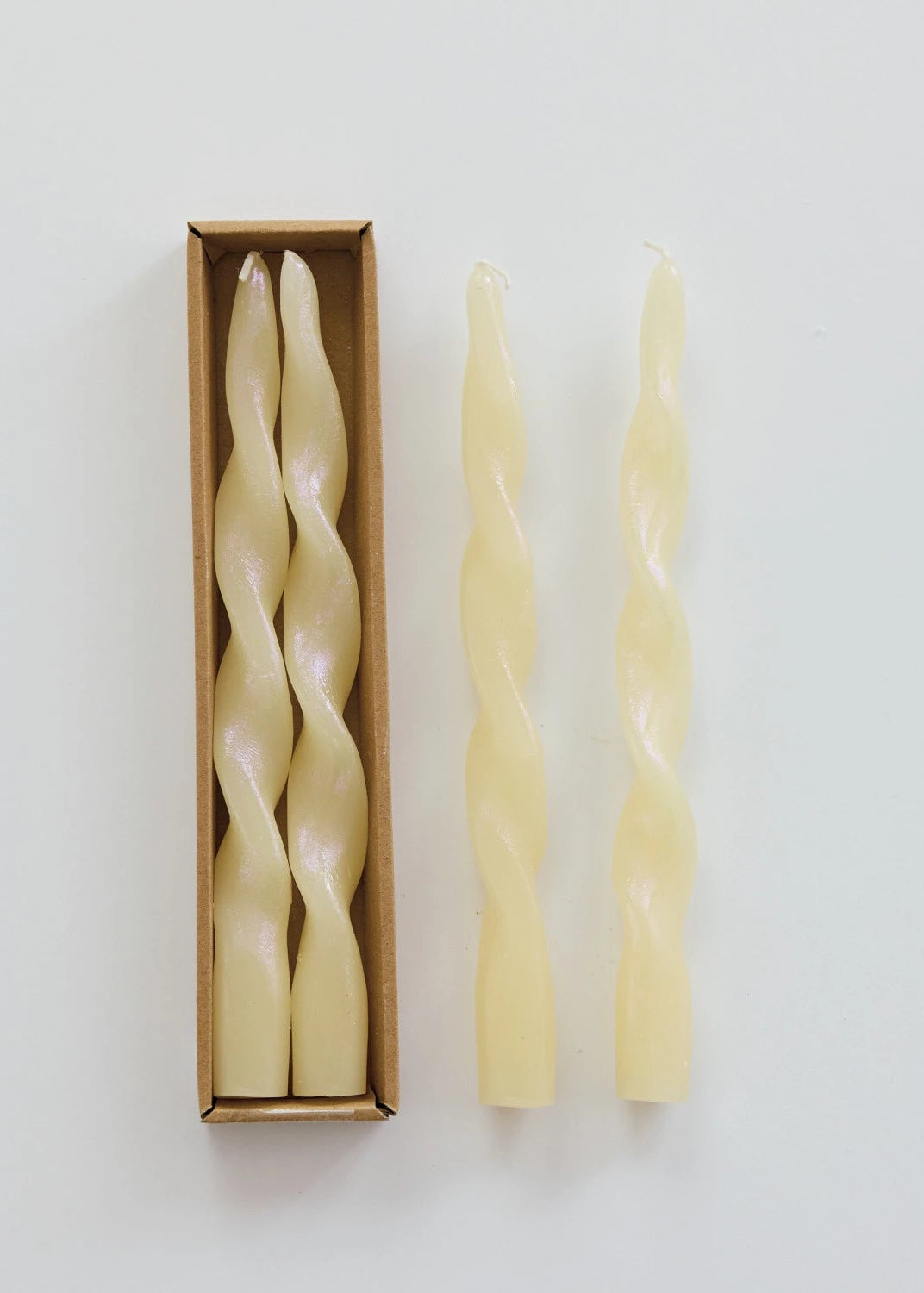Creative Co. - Twisted Taper Candles - Iridescent Cream, Set of 2 -
