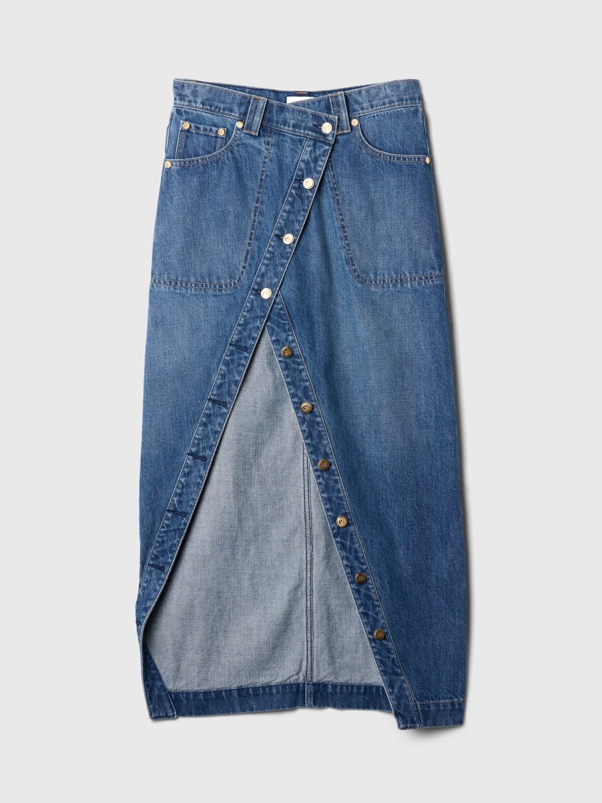 Cult Gaia x Gap - Asymmetrical Denim Maxi Skirt - Medium Indigo -
