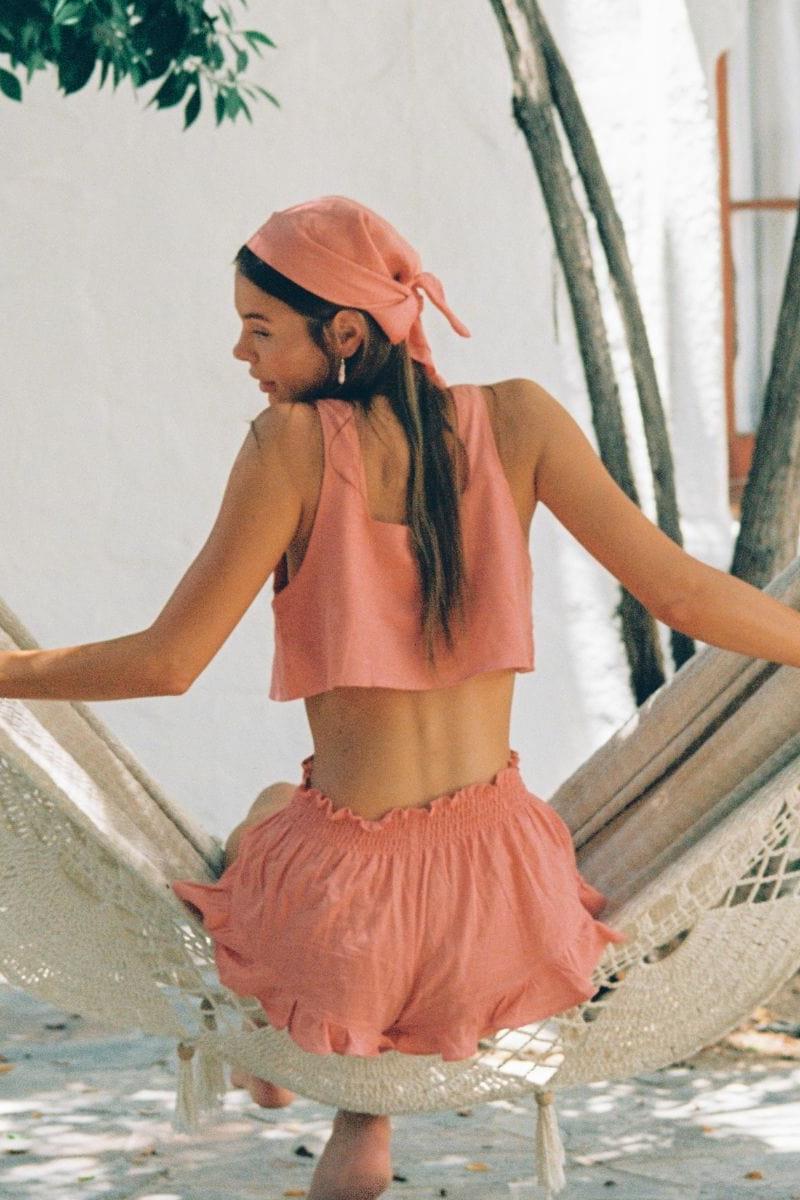 Montce - Coral Square Neck Crop Top -