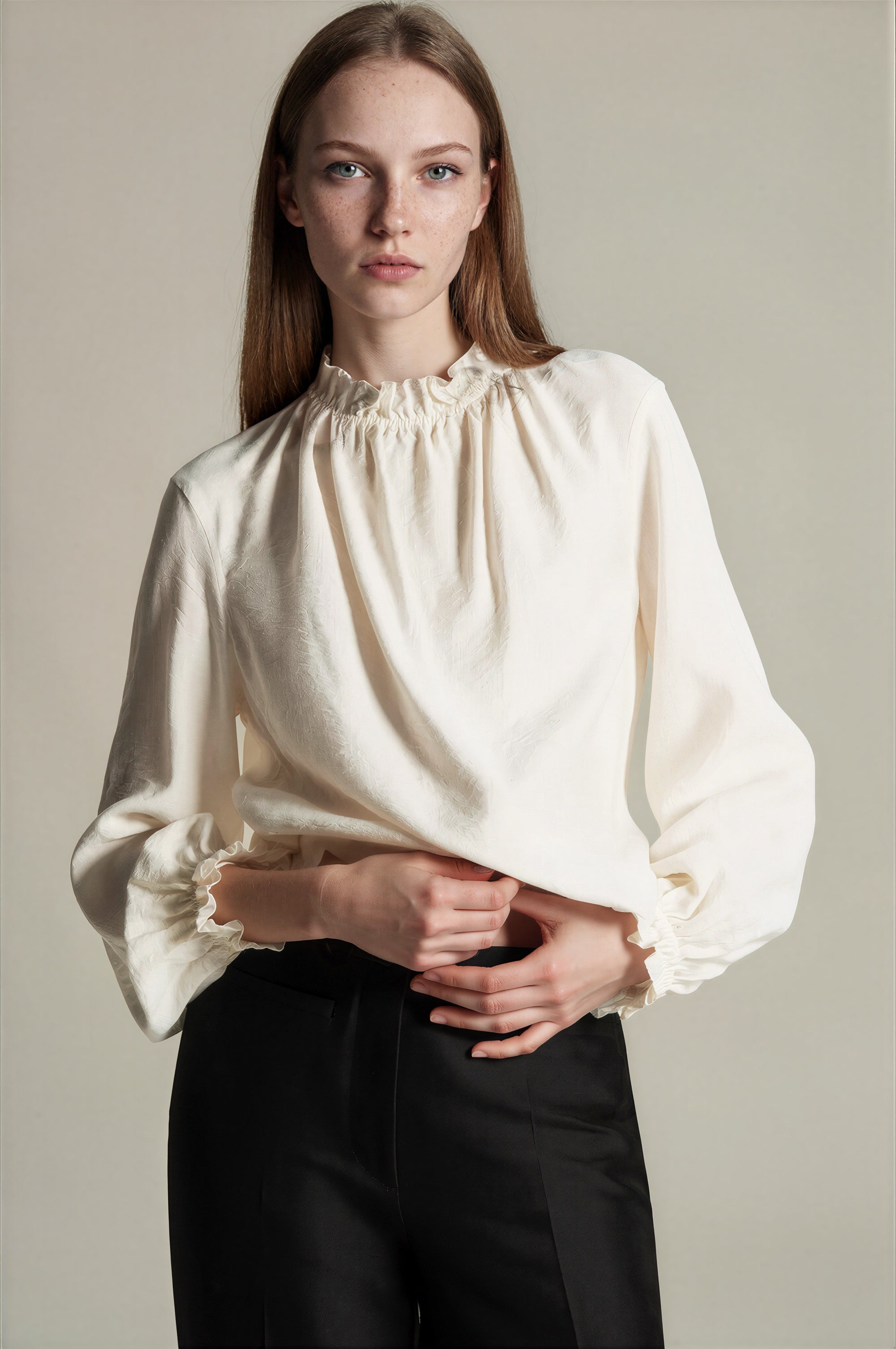 Ruffle High Neck Top