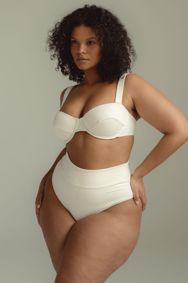 Montce - Cream Rib Bustier Bikini Top -