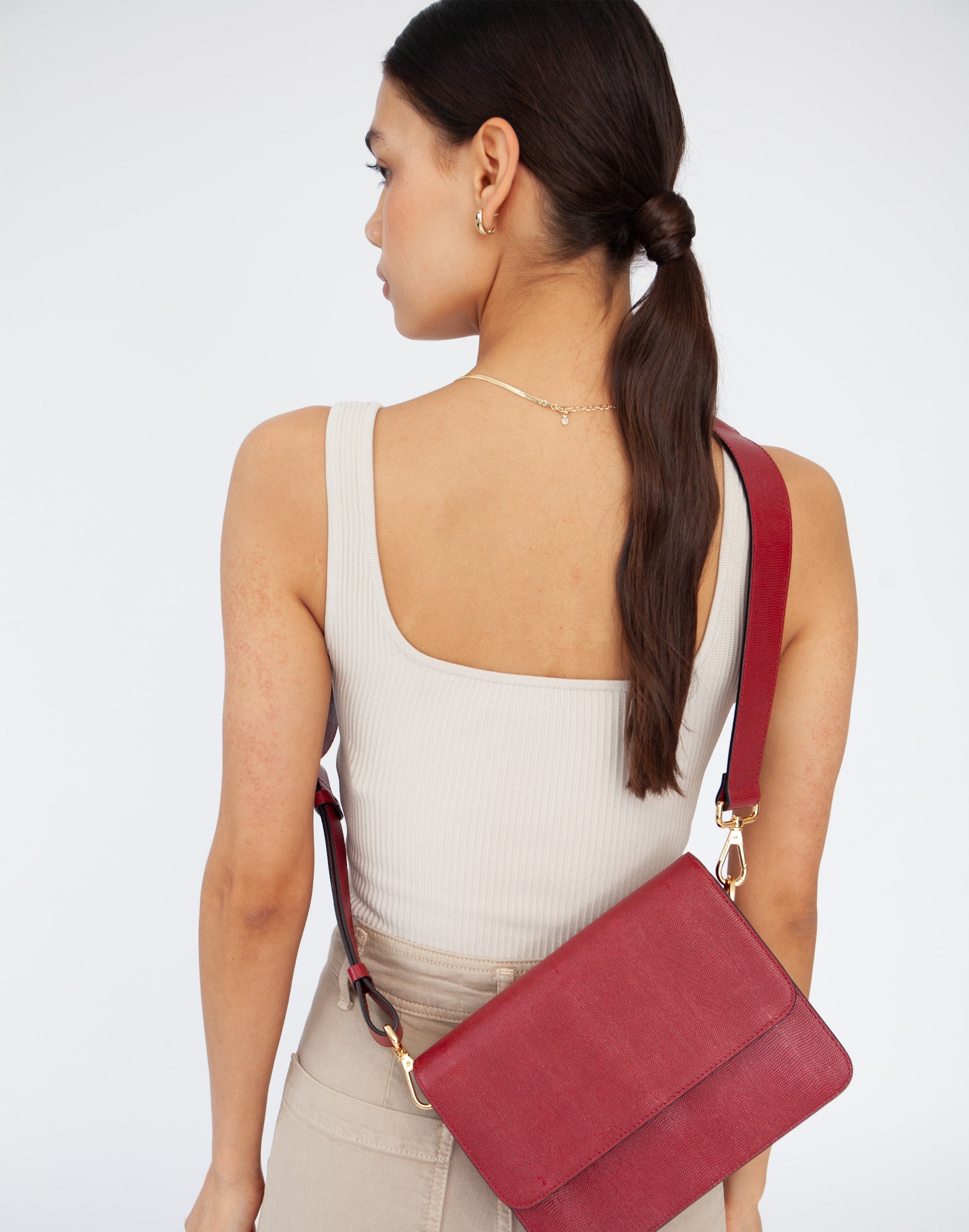 Luxe Cube Bag - Cherry Red Lizard