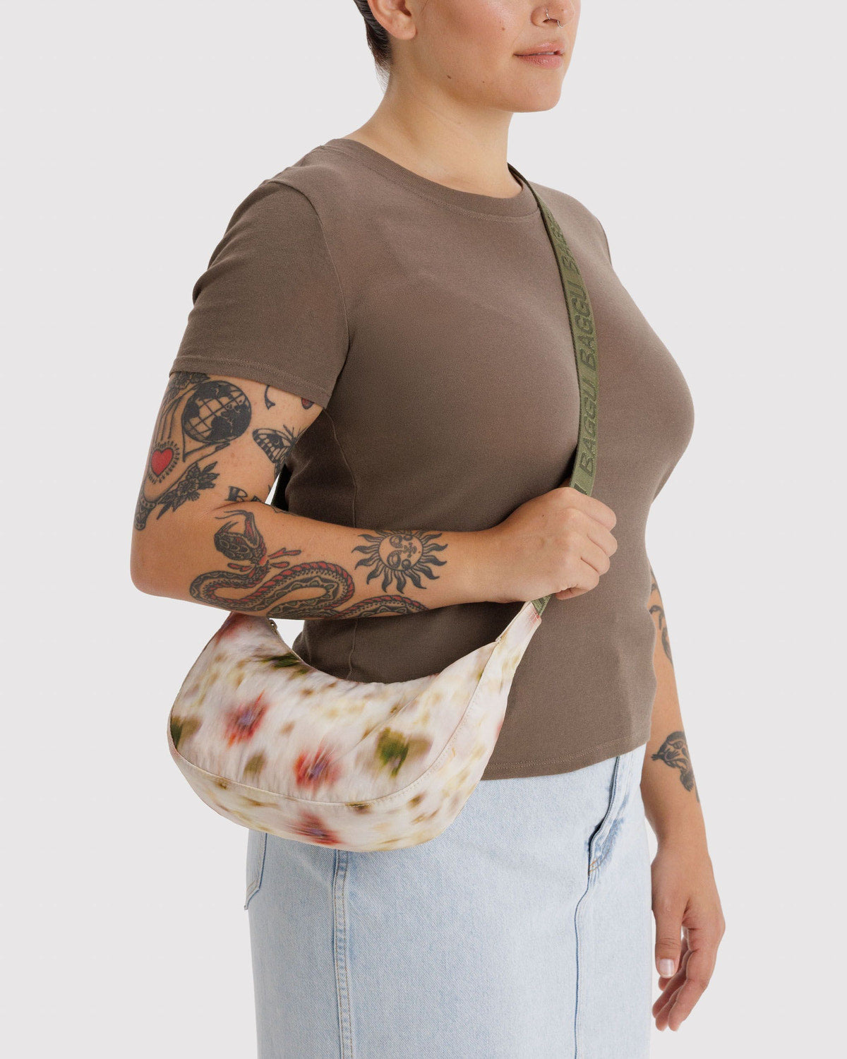 Baggu - Small Nylon Crescent Bag - Abstract Floral -