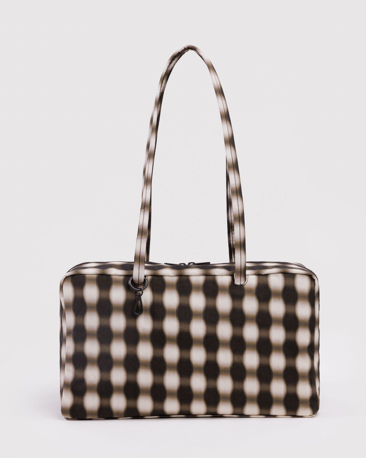 Baggu - Medium Nylon Bowler Bag - Blurred Gingham Brown -