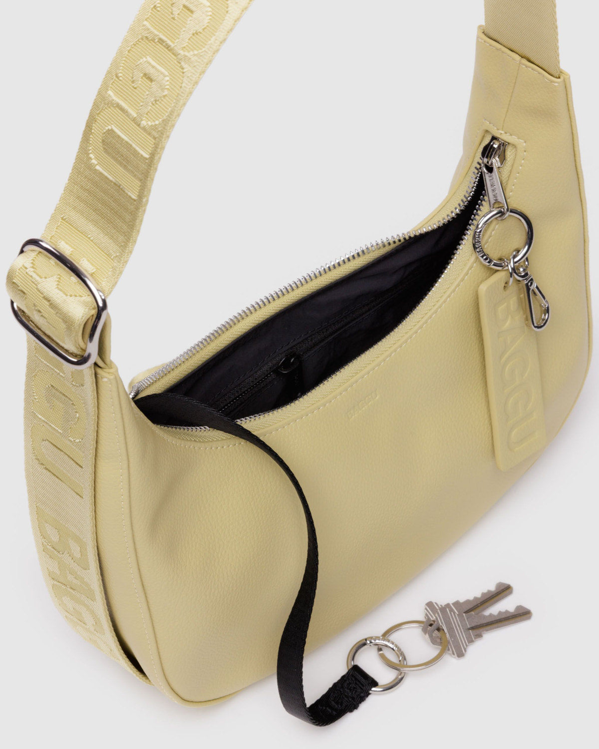 Baggu - Small Recycled Leather Crescent Bag - Straw -