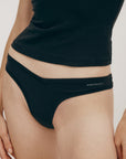 Organic Basics - Flex Thong 3-pack - Black / Off White / Seaweed -