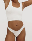 Organic Basics - Flex Thong 3-pack - Black / Off White / Seaweed -