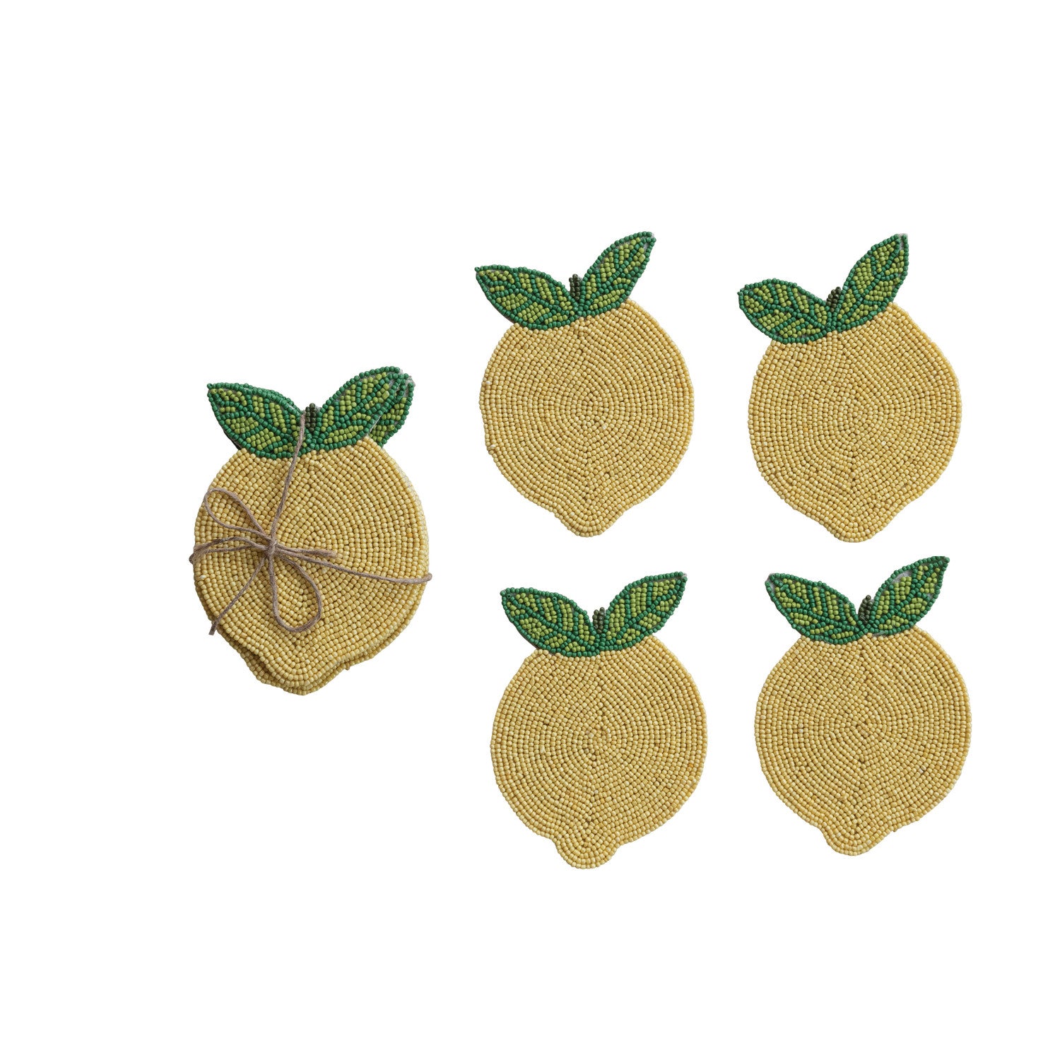 Creative Co. - Beaded Lemon Coasters, Set of 4 -