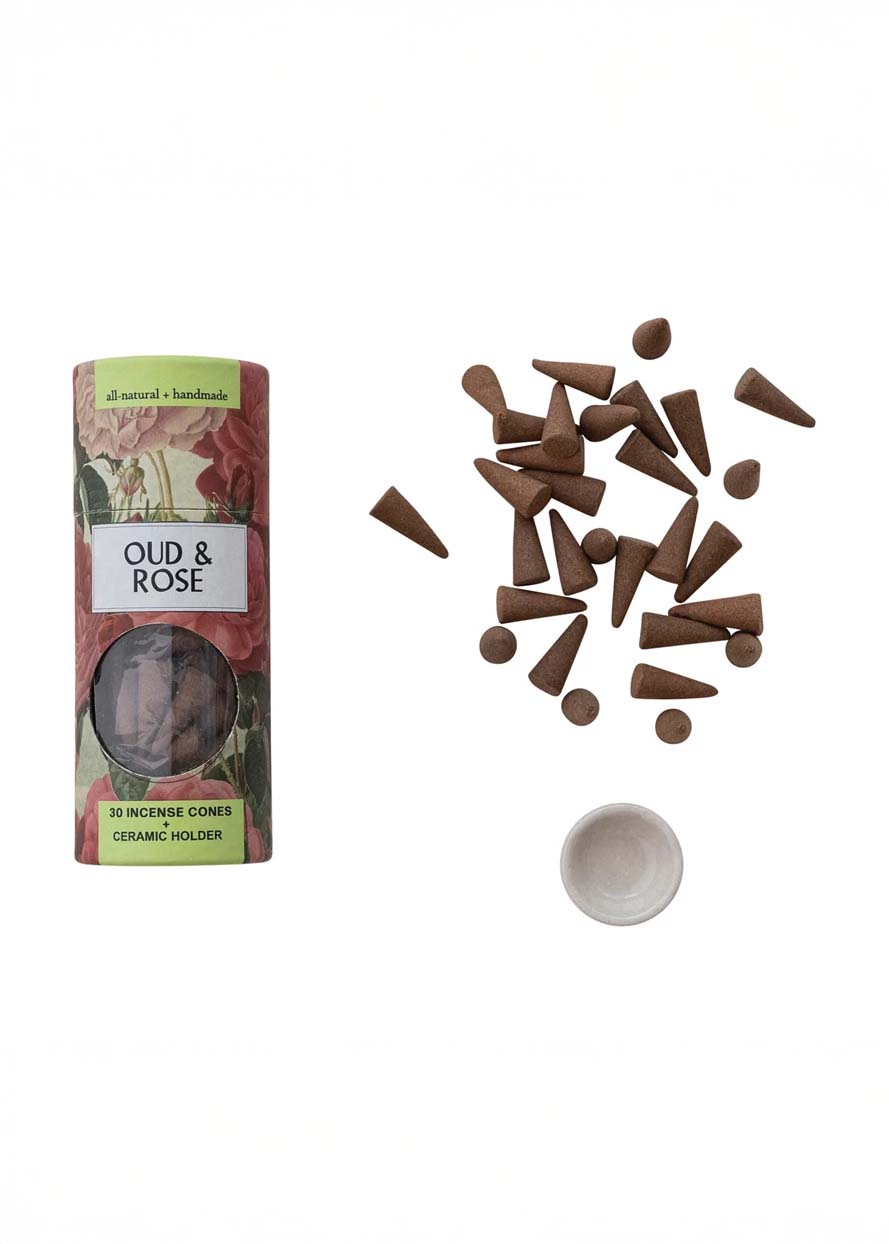 Creative Co. - Incense Cones + Holder - Oud & Rose -