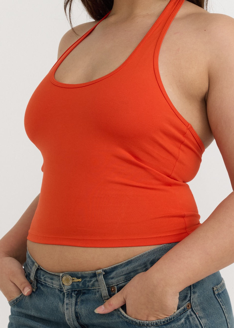 Organic Basics - Core Halter Top - Vibrant Red -