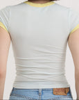 Organic Basics - Core Play Baby Ringer Tee - Dewdrop / Light Lemon -