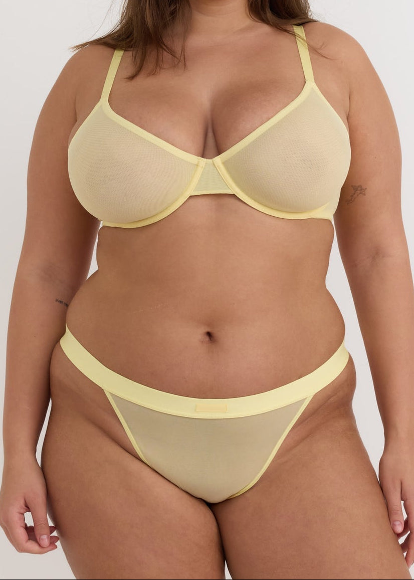 Organic Basics - Mesh Unlined Demi Bra - Light Lemon -