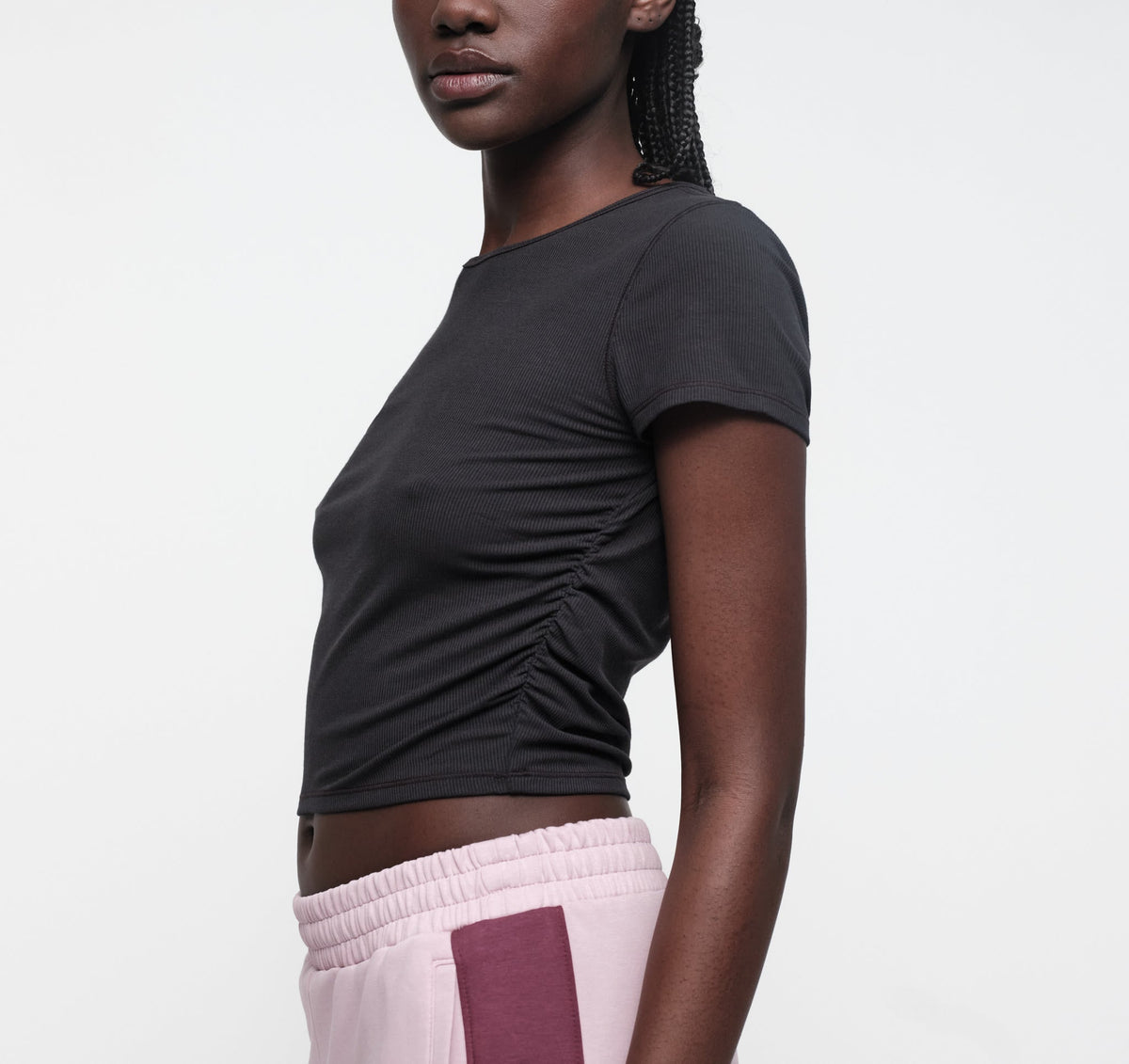 Organic Basics - Active Rib Ruched Tee - Black -