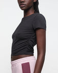 Organic Basics - Active Rib Ruched Tee - Black -