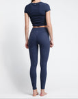 Organic Basics - Active Rib Ruched Tee - Night Sky -