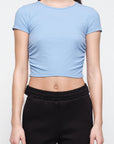 Organic Basics - Active Rib Ruched Tee - Siren Blue -