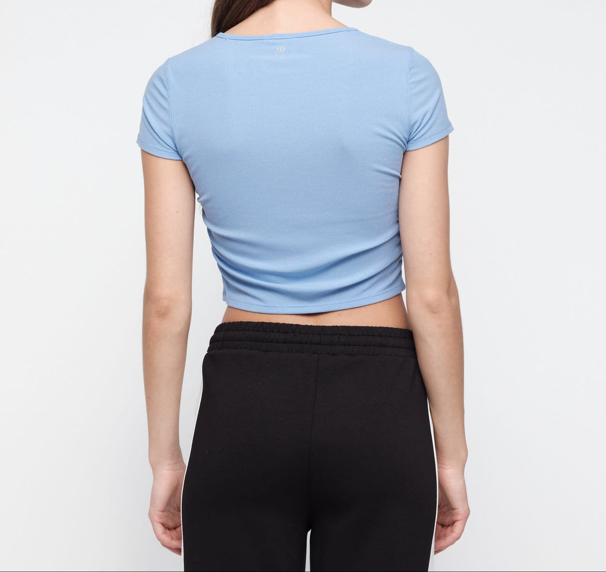 Organic Basics - Active Rib Ruched Tee - Siren Blue -