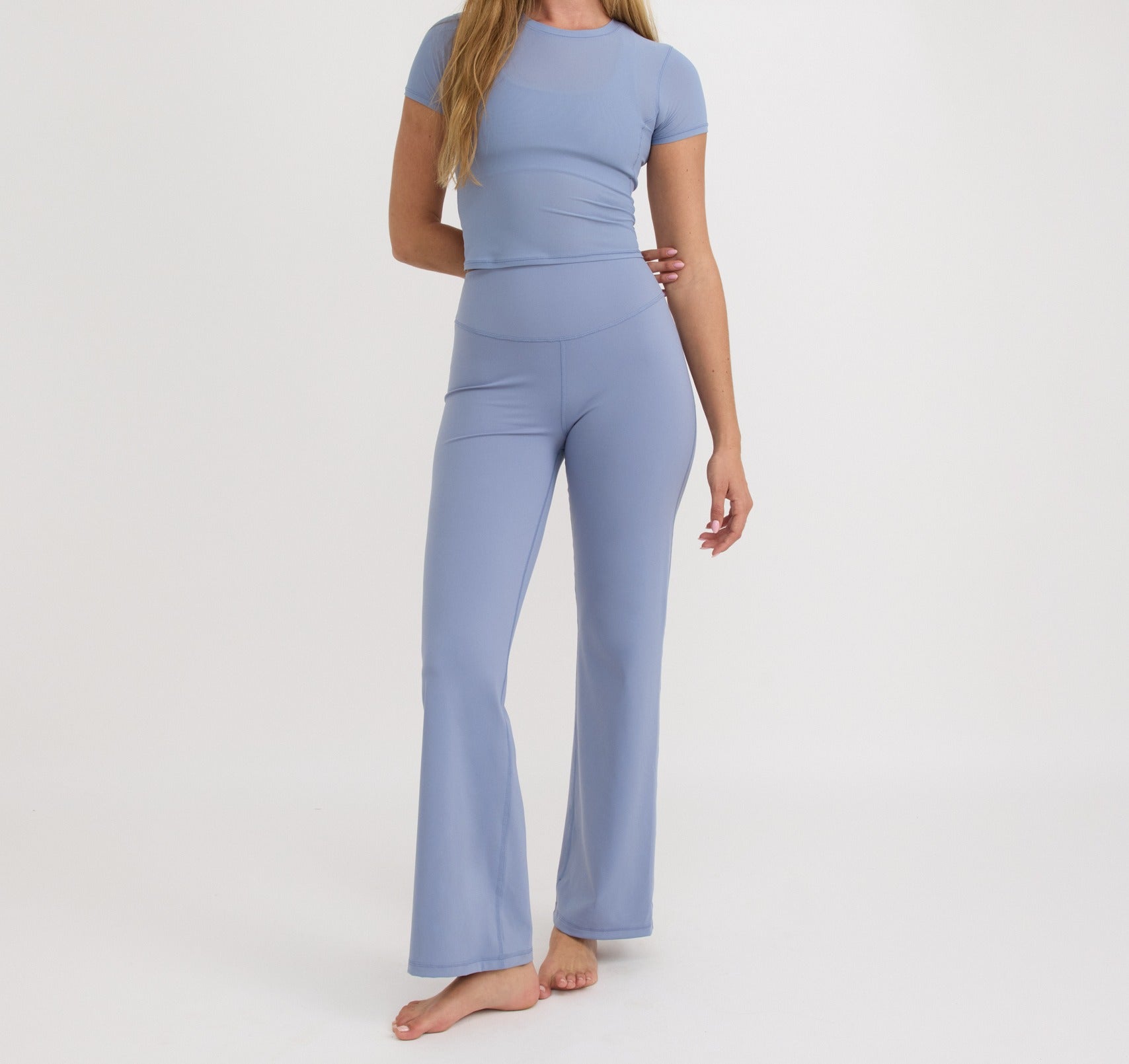 Organic Basics - Active Mesh Tee - Misty Blue -