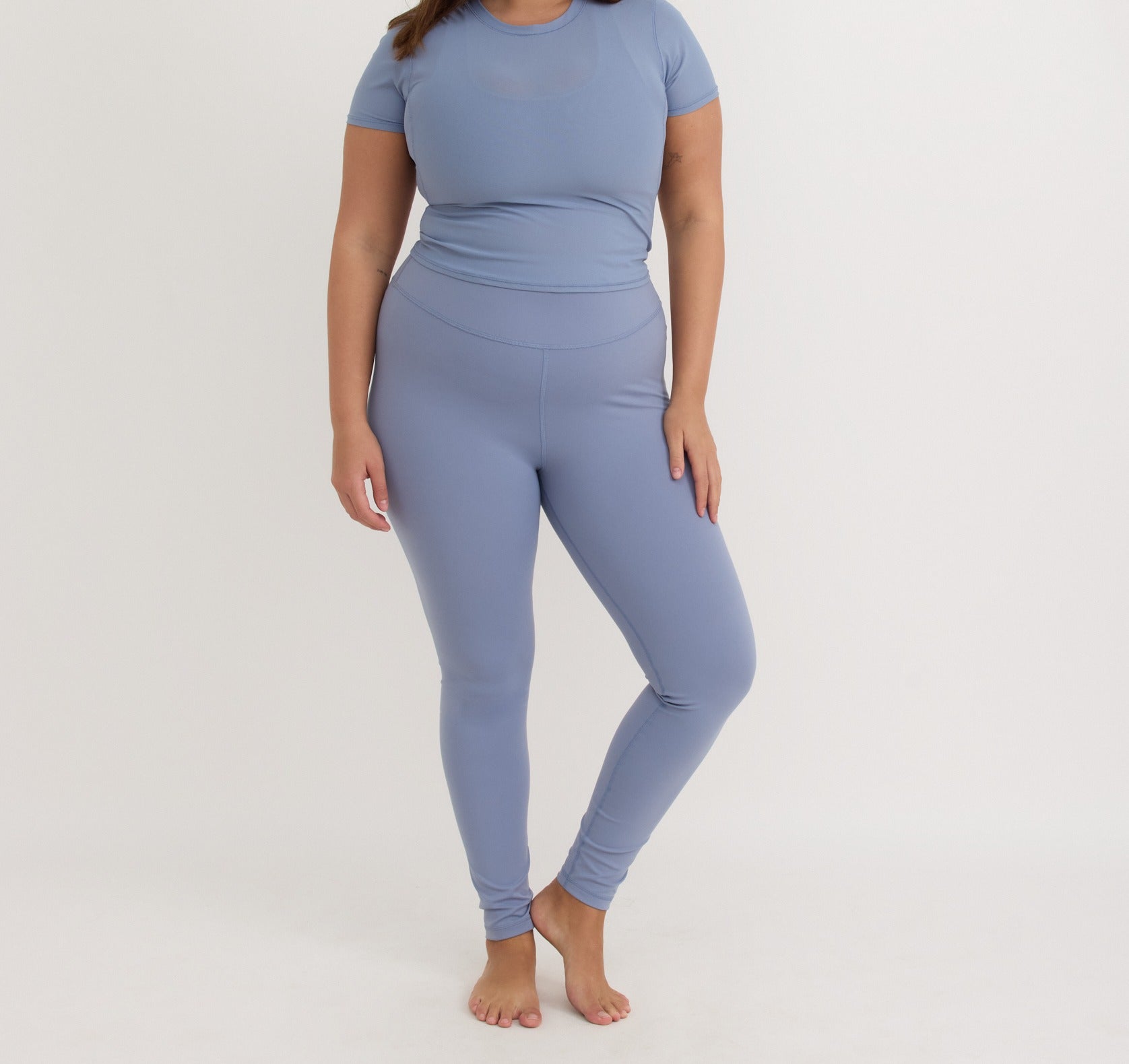 Organic Basics - Active Mesh Tee - Misty Blue -