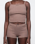 Organic Basics - Pointelle Shorts - Clay -