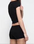 Organic Basics - Pointelle Square Neck Tee - Black -