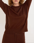 Organic Basics - Soft Knit Boxy Crewneck Sweater - Rich Brown -