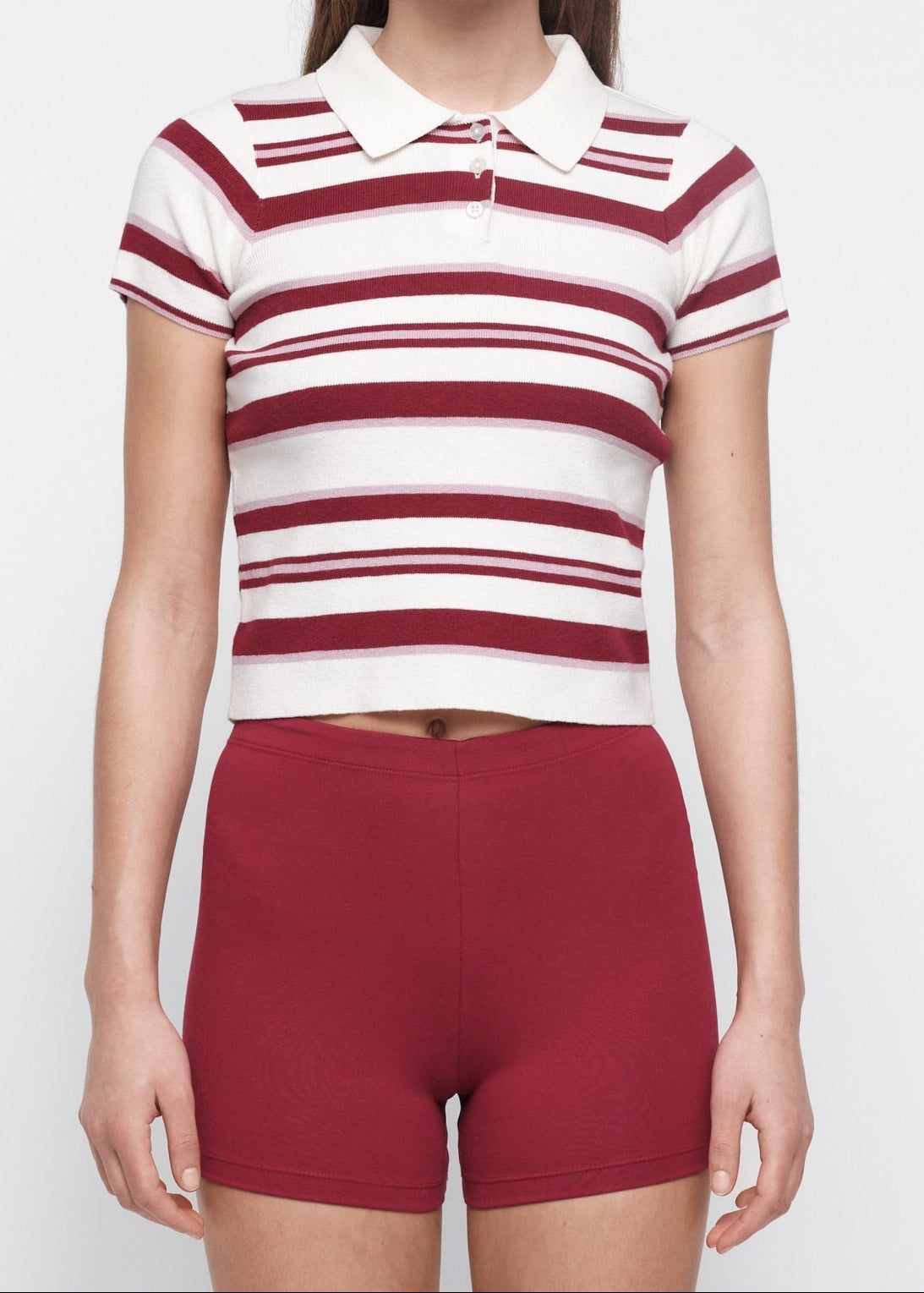 Organic Basics - Soft Knit Polo - Hibiscus Kiss Stripe -
