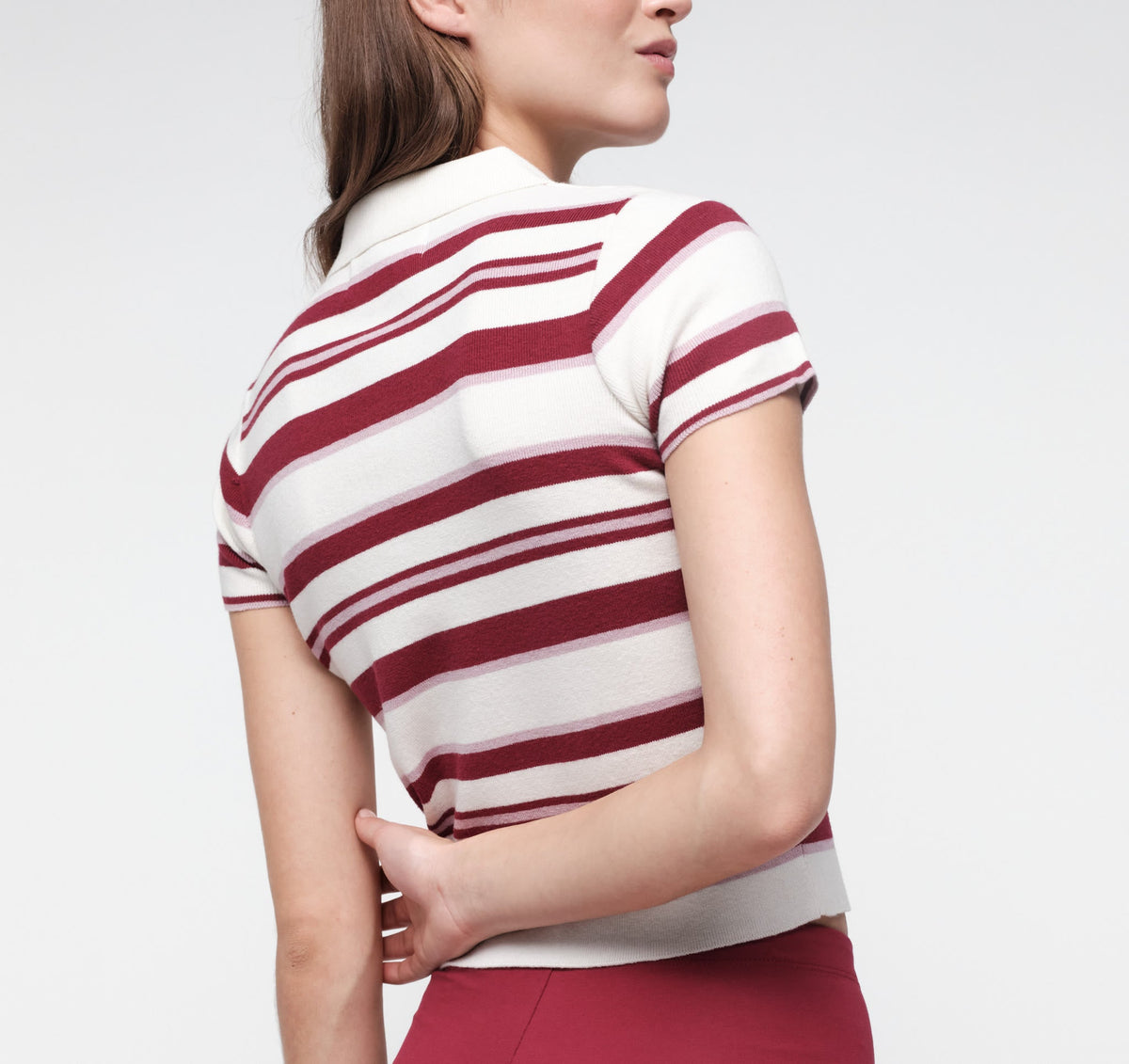 Organic Basics - Soft Knit Polo - Hibiscus Kiss Stripe -
