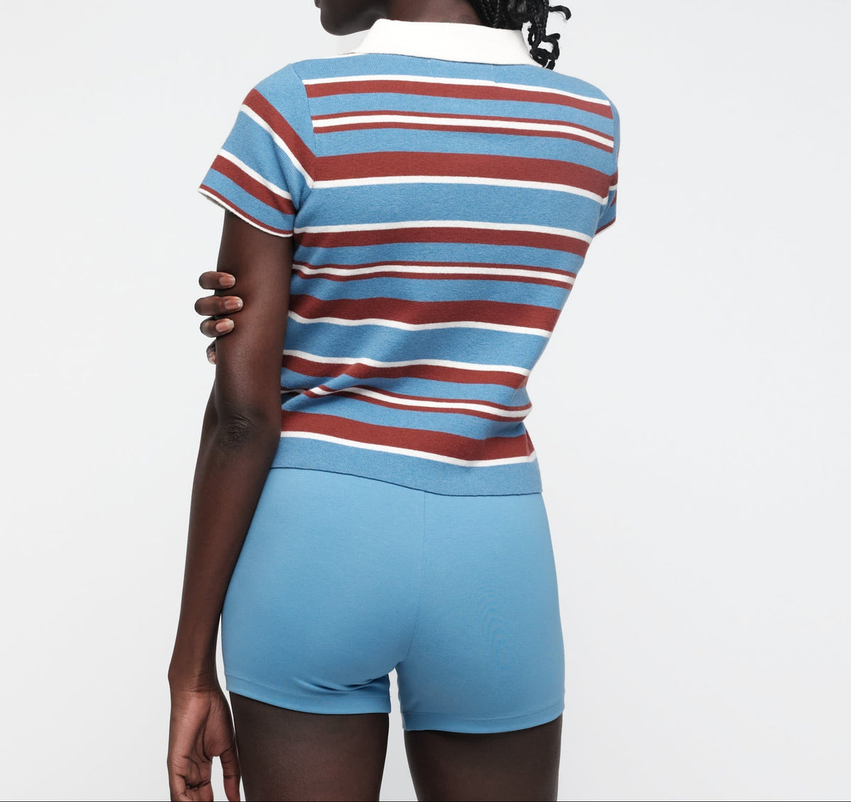 Organic Basics - Soft Knit Polo - Scandi Sea Stripe -