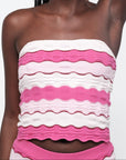 Organic Basics - Soft Knit Textured Cami - Raspberry Stripe -
