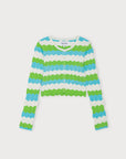 Organic Basics - Soft Knit Textured Cardigan - Juicy Apple Stripe -