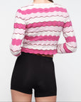 Organic Basics - Soft Knit Textured Cardigan - Raspberry Stripe -