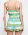 Organic Basics - Soft Knit Textured Shorts - Juicy Apple Stripe -