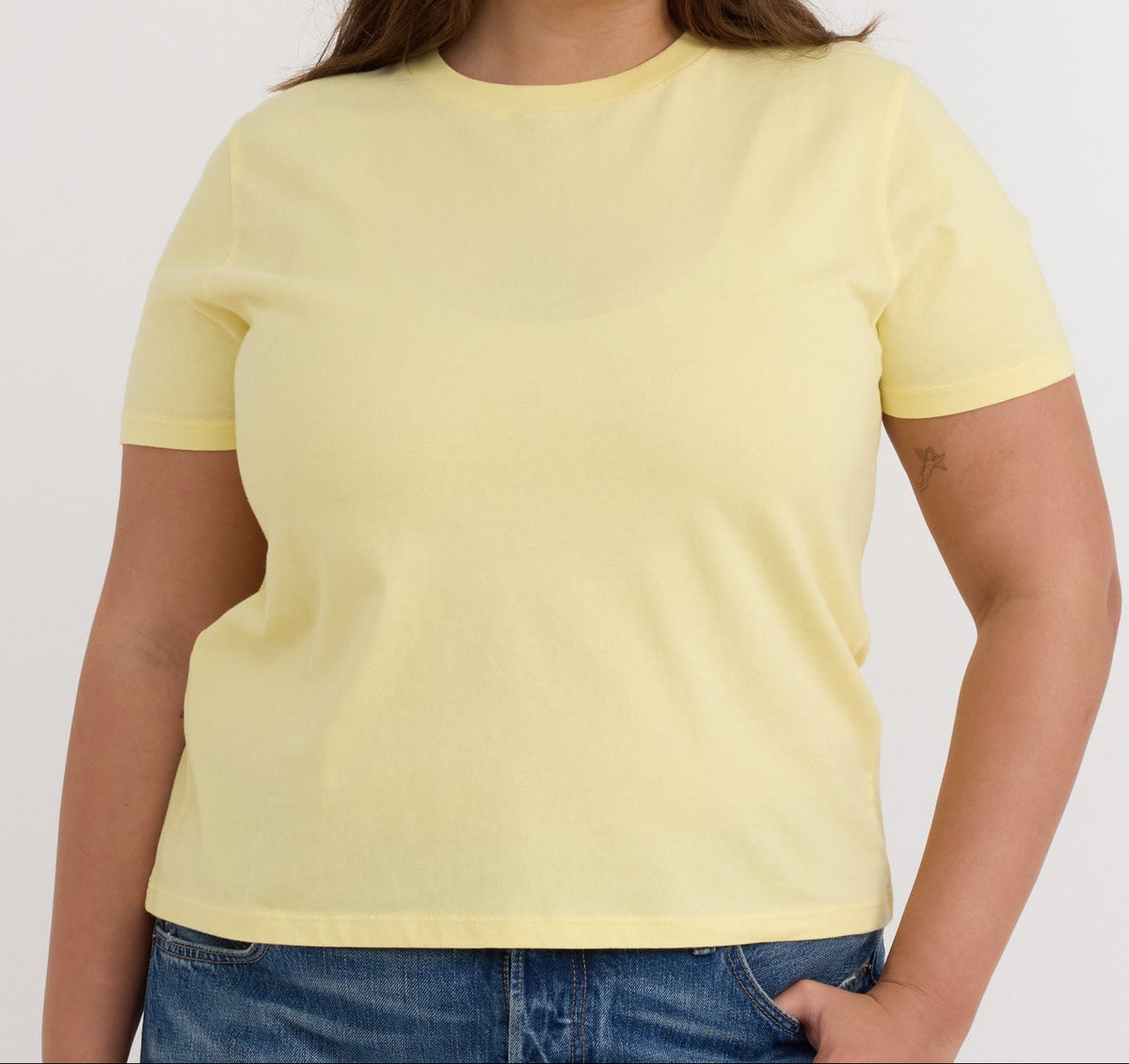 Organic Basics - True Regular Tee - Light Lemon -