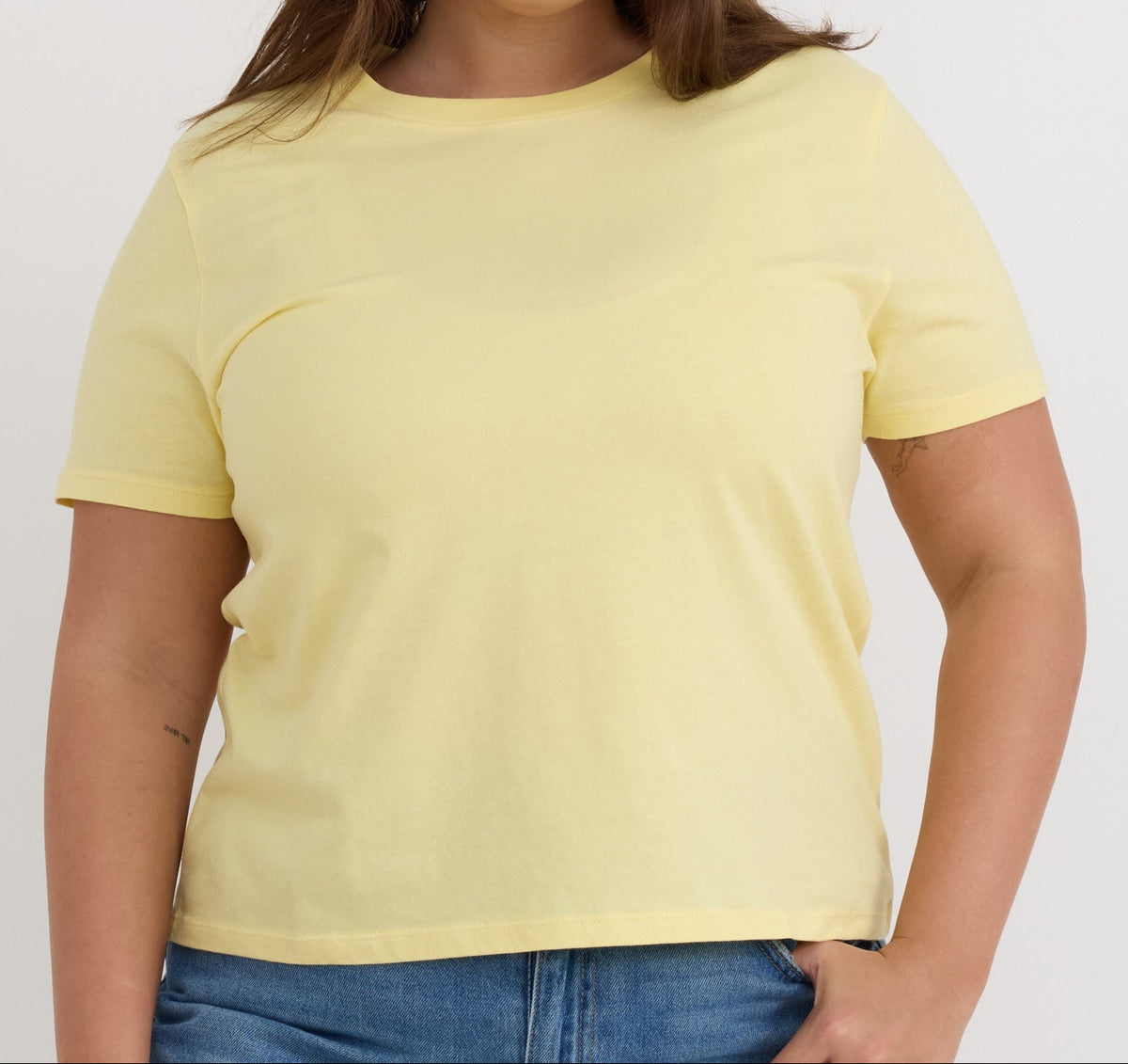 Organic Basics - True Regular Tee - Light Lemon -