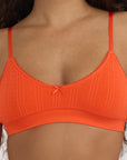 Organic Basics - Pointelle Bralette - Vibrant Red -